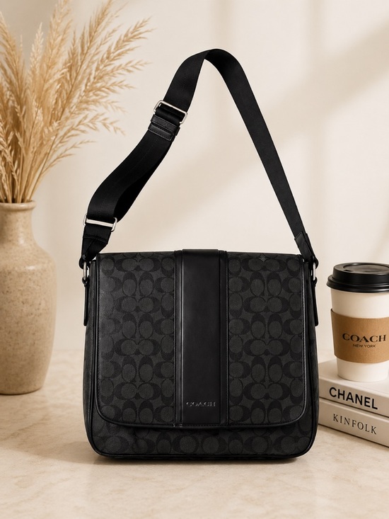 Coach Other - Coach Black Signature Messenger Bag Crossbody Unisex Canvas Leather Classi